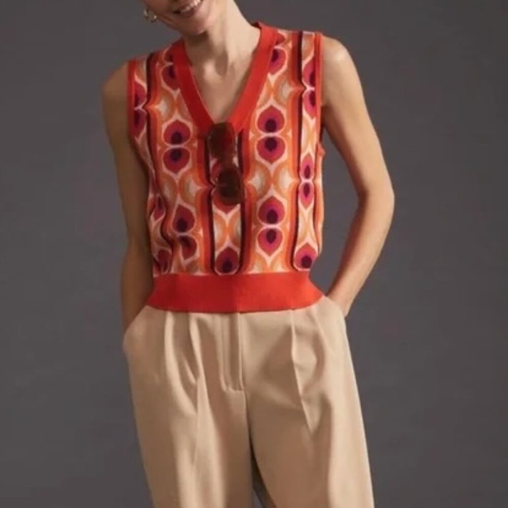 Anthropologie Maeve Jacquard Sweater Vest XXSP